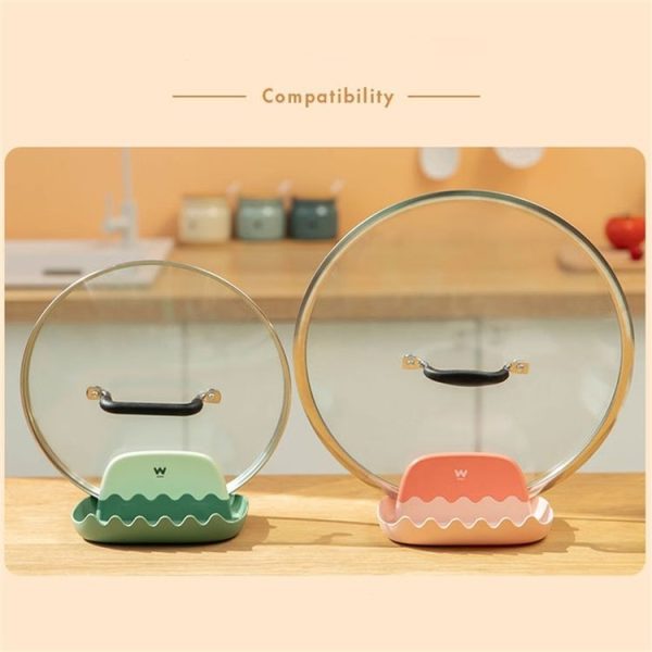 Pot Lid Rack Kitchen Countertop Finishing Storage Bracket Spatula Soup Spoon Chopsticks Rack (Green) - Image 7