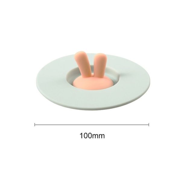 Food Grade Bunny Ears Shape Silicone Cup Lid Sealing Lid Cartoon Mug Dustproof Leak-Proof Lid (Green) - Image 2