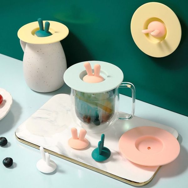 Food Grade Bunny Ears Shape Silicone Cup Lid Sealing Lid Cartoon Mug Dustproof Leak-Proof Lid (Green) - Image 4