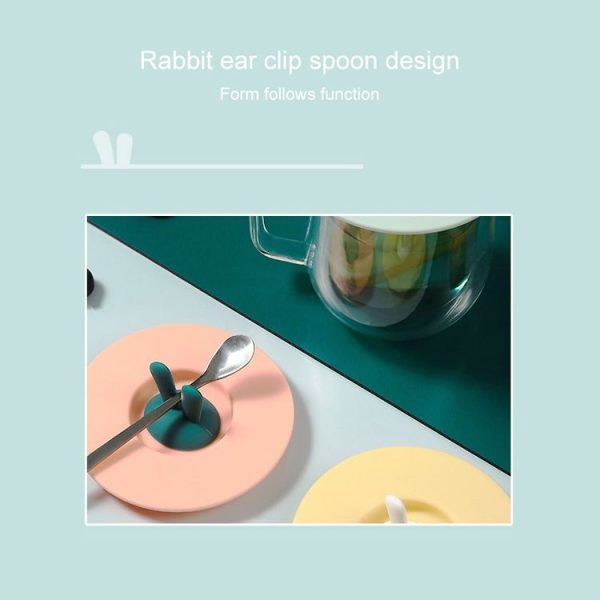 Food Grade Bunny Ears Shape Silicone Cup Lid Sealing Lid Cartoon Mug Dustproof Leak-Proof Lid (Green) - Image 7
