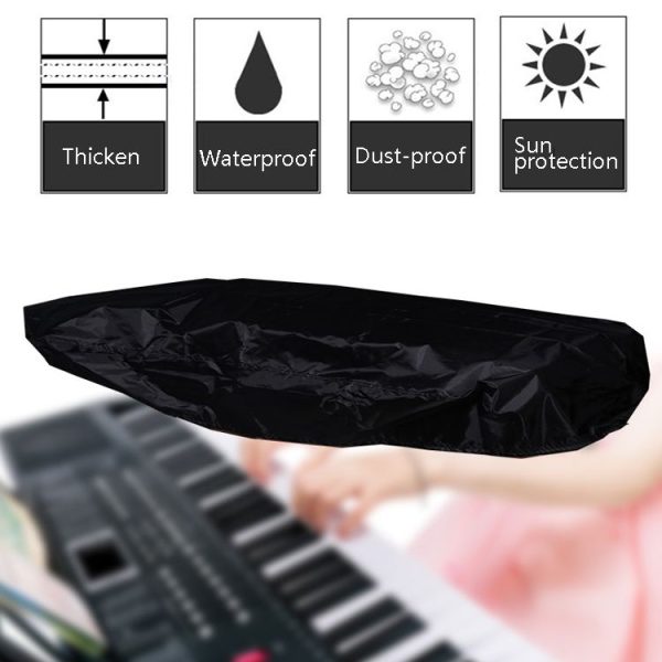 Water-Repellent Opening Electronic Keyboard Cover Oxford Cloth Dust Cover Drawstring Keyboard Instrument Cover, Size: 88 Key Black 124x49x36cm - Image 3