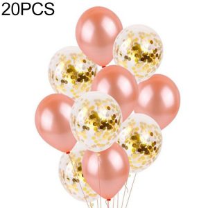 2 Set 10 PCS / Set Inflatable Ball Toy 12 inch Birthday Wedding Balloon Toy (Rose Gold+Gold)