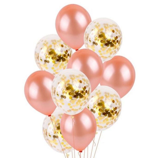 2 Set 10 PCS / Set Inflatable Ball Toy 12 inch Birthday Wedding Balloon Toy (Rose Gold+Gold) - Image 2