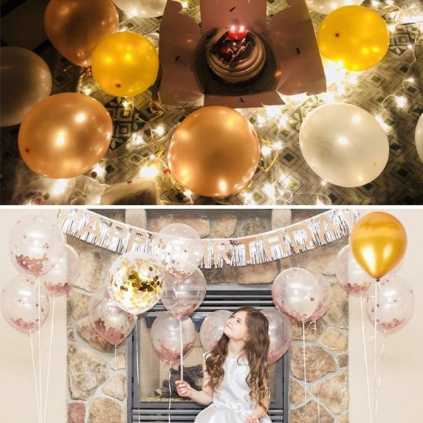 2 Set 10 PCS / Set Inflatable Ball Toy 12 inch Birthday Wedding Balloon Toy (Rose Gold+Gold) - Image 4