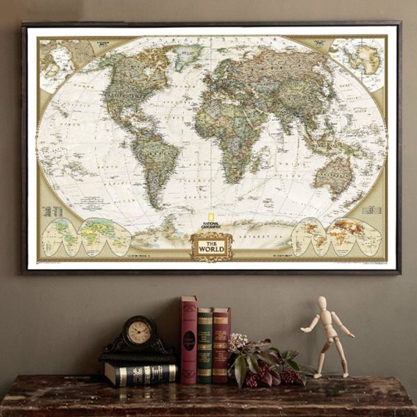 Antique Poster Wall Chart Retro Matte Kraft Paper World Map, Size: 21X30cm
