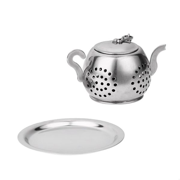 2 PCS Stainless Steel 304 Round Pot Tea Strainer Teapot-Shaped Tea Maker Tea Leak Filter Tea Ball (Stainless steel round teapot) - Image 4