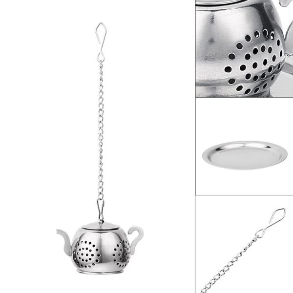 2 PCS Stainless Steel 304 Round Pot Tea Strainer Teapot-Shaped Tea Maker Tea Leak Filter Tea Ball (Stainless steel round teapot) - Image 6