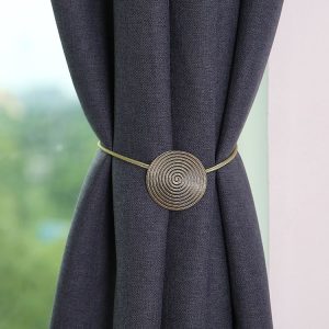 E003 Metal Curtain Magnetic Buckle Strap Curtain Clip Bedroom Living Room Free Perforated Curtain Buckle (Blu Ancient)