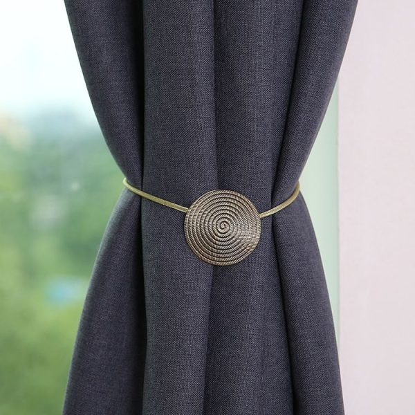 E003 Metal Curtain Magnetic Buckle Strap Curtain Clip Bedroom Living Room Free Perforated Curtain Buckle (Blu Ancient)