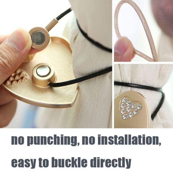 E003 Metal Curtain Magnetic Buckle Strap Curtain Clip Bedroom Living Room Free Perforated Curtain Buckle (Blu Ancient) - Image 5