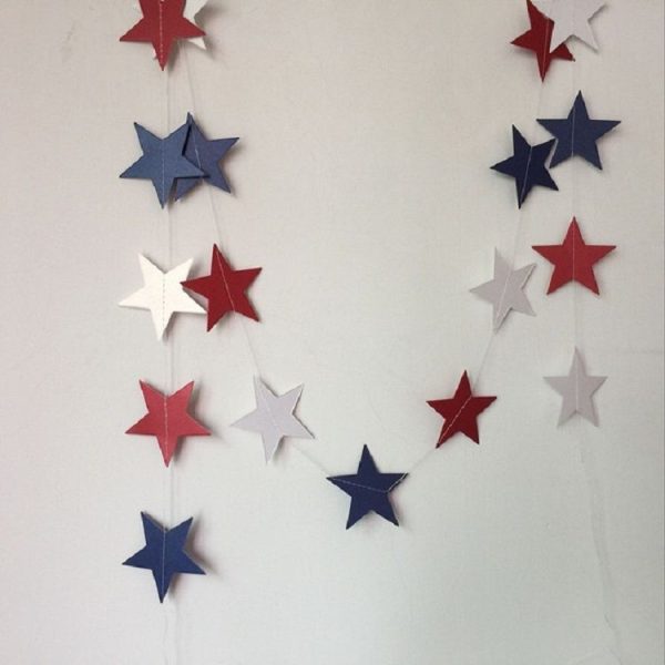 5 PCS Flash Gold Paper String Pull Flower Hanging Ornaments Wedding Party Holiday Decoration, Specification: Length 2m (Pentagram Red White Blue) - Image 2