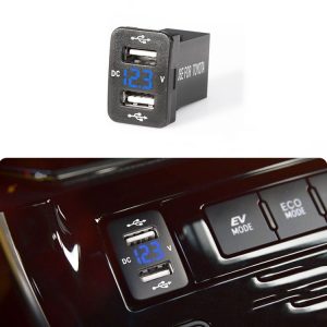 Car Charger Original Hole Non-Destructive Modification Of Dual Usb Car Charger With Line Suitable For Toyota (FTWU Blue Light)