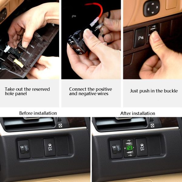 Car Charger Original Hole Non-Destructive Modification Of Dual Usb Car Charger With Line Suitable For Toyota (FTWU Blue Light) - Image 11