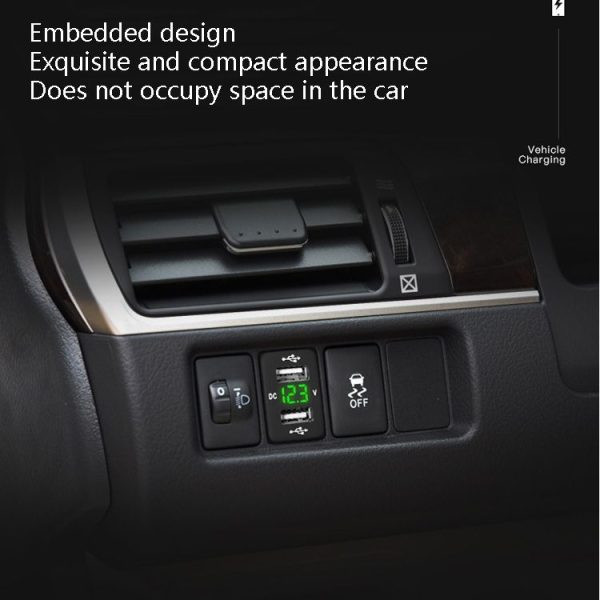 Car Charger Original Hole Non-Destructive Modification Of Dual Usb Car Charger With Line Suitable For Toyota (FTWU Blue Light) - Image 6