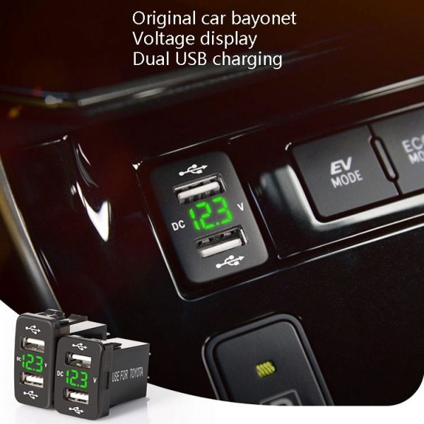 Car Charger Original Hole Non-Destructive Modification Of Dual Usb Car Charger With Line Suitable For Toyota (FTWU Blue Light) - Image 9