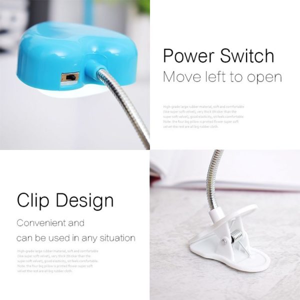 Mini Love Heart Clip LED Book Light Lamps Reading Book Desk Lamp Keyboard Light Eyes-Protect Energy Save Night Lights (Yellow) - Image 3