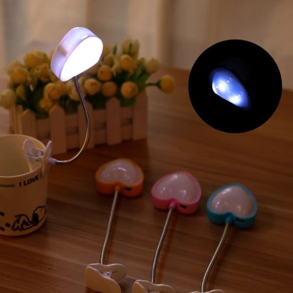 Mini Love Heart Clip LED Book Light Lamps Reading Book Desk Lamp Keyboard Light Eyes-Protect Energy Save Night Lights (Yellow) - Image 5