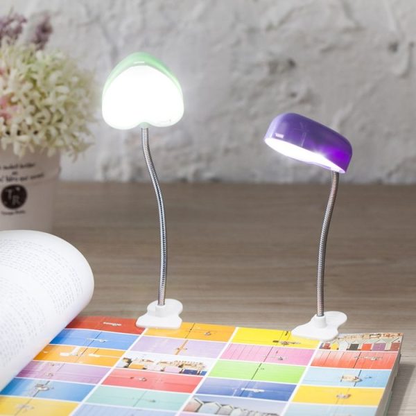 Mini Love Heart Clip LED Book Light Lamps Reading Book Desk Lamp Keyboard Light Eyes-Protect Energy Save Night Lights (Yellow) - Image 6