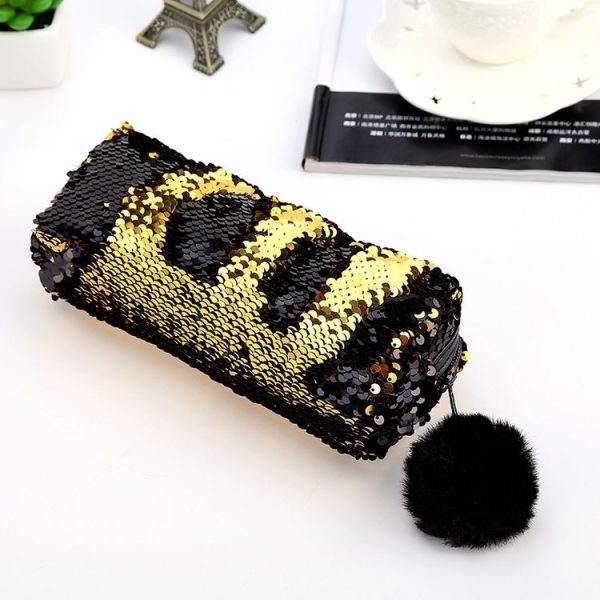 Reversible Sequin Pencil Case for Girls School Supplies Super Big Stationery Gift Magic Makeup Bag (Magic Blue+Silver) - Image 3
