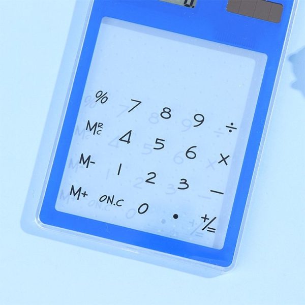 Ultra Slim Mini Transparent Solar Powered LCD Touch Screen 8 Digit Calculator (Orange) - Image 3