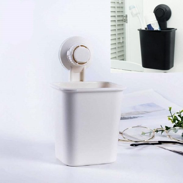 Suction Wall Toothpaste Toothbrush Holder Bathroom Shelf (White)