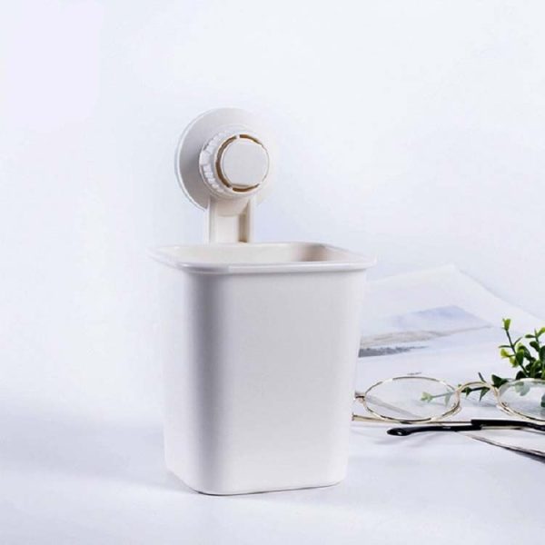 Suction Wall Toothpaste Toothbrush Holder Bathroom Shelf (White) - Image 2