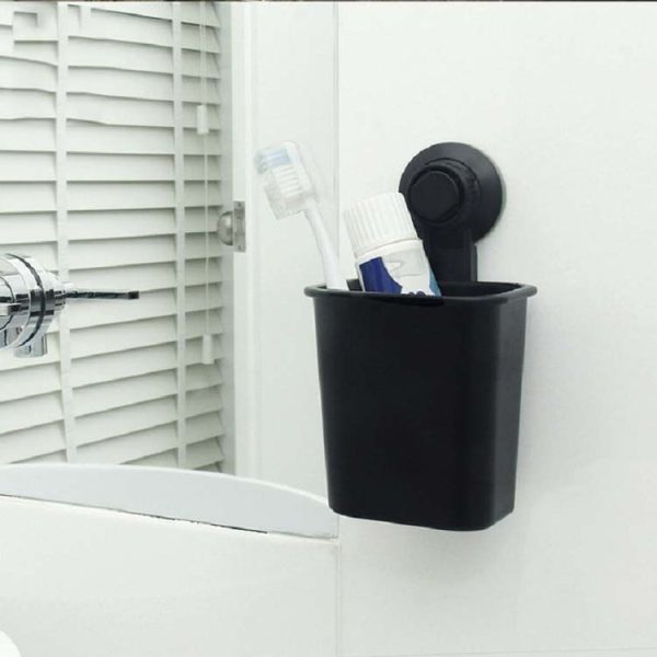 Suction Wall Toothpaste Toothbrush Holder Bathroom Shelf (White) - Image 4