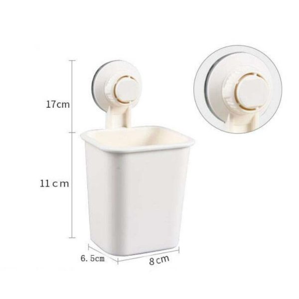 Suction Wall Toothpaste Toothbrush Holder Bathroom Shelf (White) - Image 5