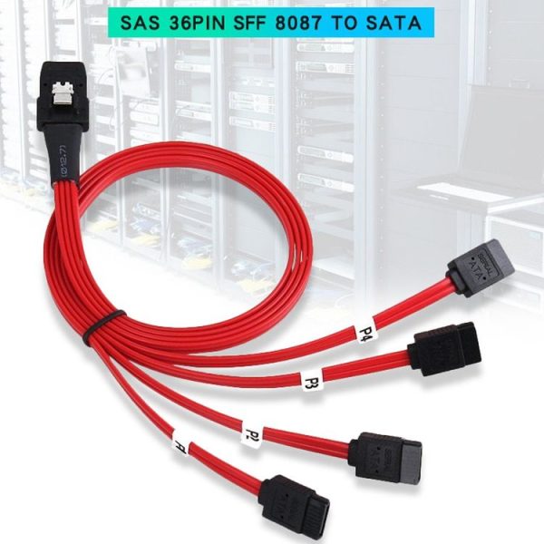 Mini SAS 36Pin SFF 8087 To SATA Server Connector Cable, Cable Length: 50cm (Red) - Image 5