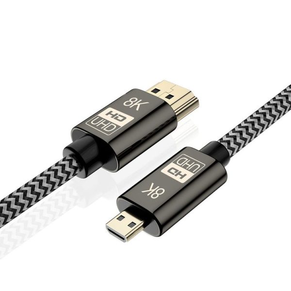 1.5m 8K UHD Micro HDMI to HDMI Nylon Braided Audio Video Cable - Image 2