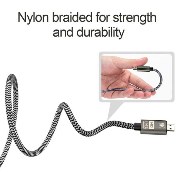 1.5m 8K UHD Micro HDMI to HDMI Nylon Braided Audio Video Cable - Image 4