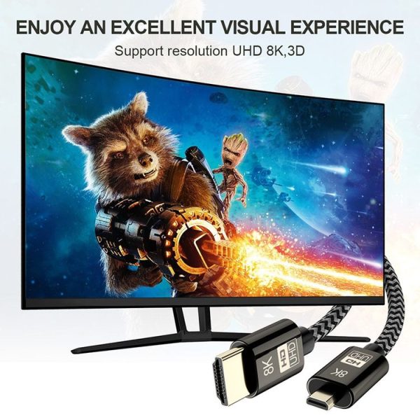 1.5m 8K UHD Micro HDMI to HDMI Nylon Braided Audio Video Cable - Image 7