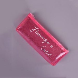 Transparent Letters Cute PVC Pen Bag School Supplies Stationery Pouch Pencil Box (Pink)