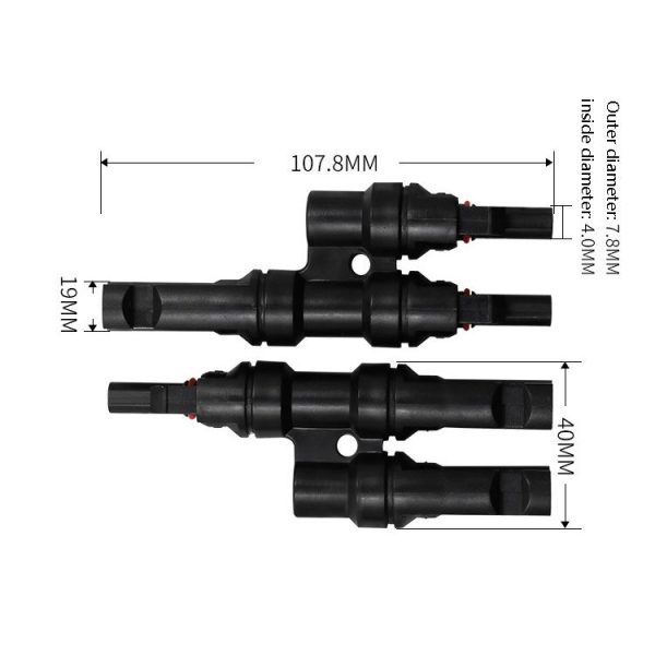1 Pair MC4 Three-way T Type MC4 Photovoltaic Connector Solar Branch Connector Solar Panel Male And Female Plug Accessories - Image 2