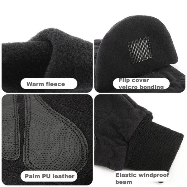 Winter Outdoor Cycling Photography Gloves Warm Polar Fleece Half-Finger Gloves, Size: XL - Image 3