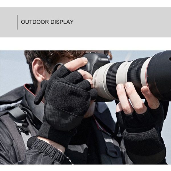Winter Outdoor Cycling Photography Gloves Warm Polar Fleece Half-Finger Gloves, Size: XL - Image 4