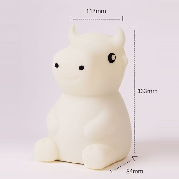 JX-YD-08 Silicone Calf Cow Night Light LED Colorful Dimming Pat Sleeping Bedside Lamp - Image 3