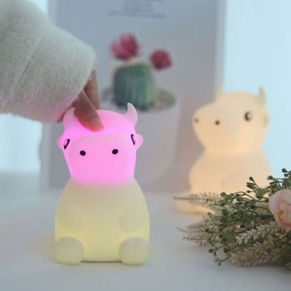 JX-YD-08 Silicone Calf Cow Night Light LED Colorful Dimming Pat Sleeping Bedside Lamp - Image 7