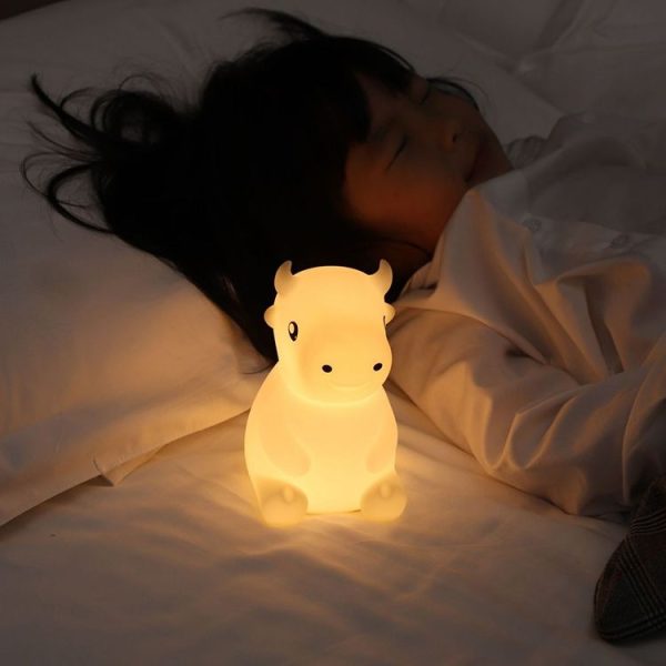 JX-YD-08 Silicone Calf Cow Night Light LED Colorful Dimming Pat Sleeping Bedside Lamp - Image 8
