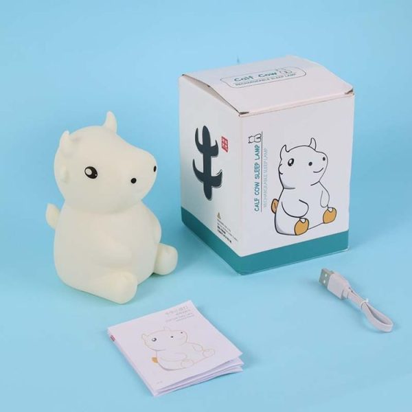JX-YD-08 Silicone Calf Cow Night Light LED Colorful Dimming Pat Sleeping Bedside Lamp - Image 9