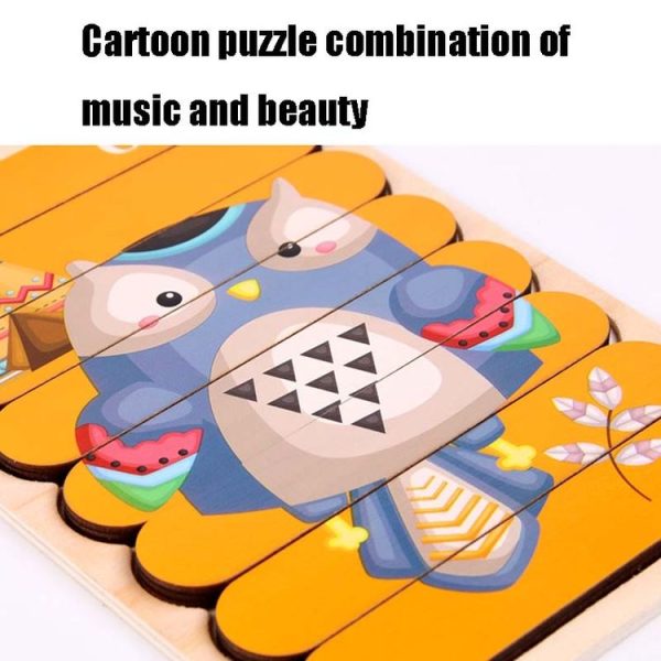 QBT01 Children Double-Sided Wooden Puzzle Bar Puzzle Toy (School Bus + Ship) - Image 5