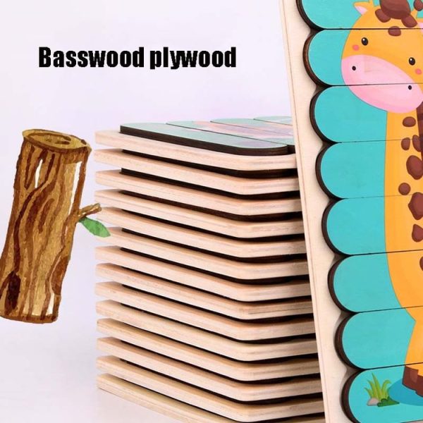 QBT01 Children Double-Sided Wooden Puzzle Bar Puzzle Toy (School Bus + Ship) - Image 6
