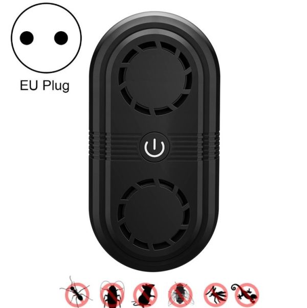 BG307 Ultrasonic Mole Repellent Mosquito Repellent Household Indoor Double Horn Electronic Insect Repellent, Plug Type: EU Plug 220V (Black)