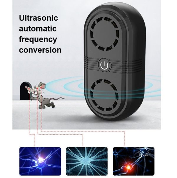 BG307 Ultrasonic Mole Repellent Mosquito Repellent Household Indoor Double Horn Electronic Insect Repellent, Plug Type: EU Plug 220V (Black) - Image 4