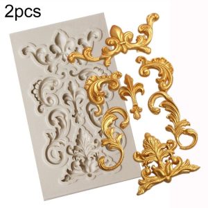 2 PCS Border Silicone Mold Fondant Mold Cake Decorating Tools Chocolate Mold (Grey)