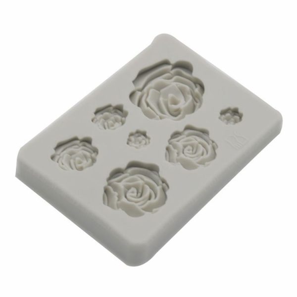 2 PCS DIY Handmade Soap Chocolate Fondant Baking Mold 3D Rose Flower Cake Decoration Silicone Mold (Gray) - Image 3