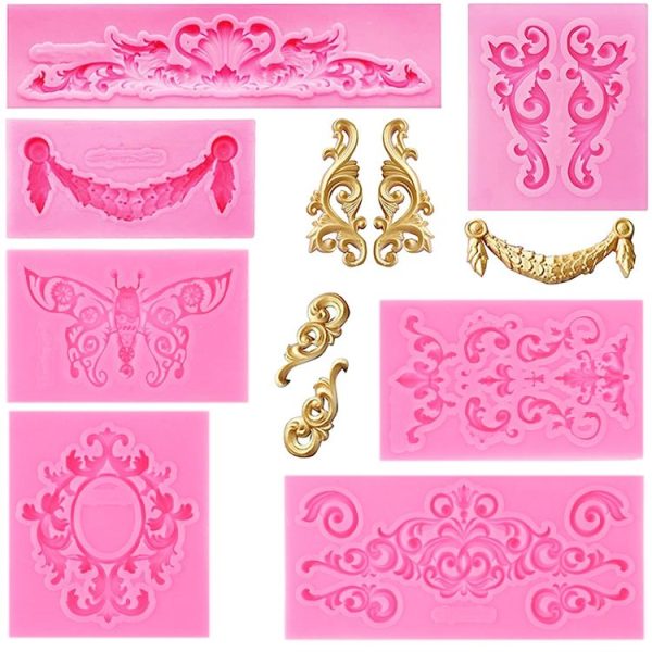 2 PCS Fondant Cake Silicone Mold Hollow Embossed Border Frame Retro Photo Frame Mould (2nd 17-150) - Image 2
