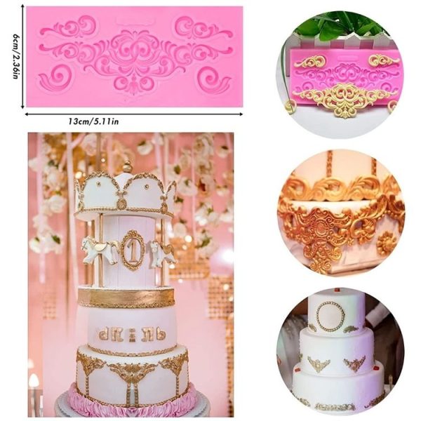 2 PCS Fondant Cake Silicone Mold Hollow Embossed Border Frame Retro Photo Frame Mould (2nd 17-150) - Image 3