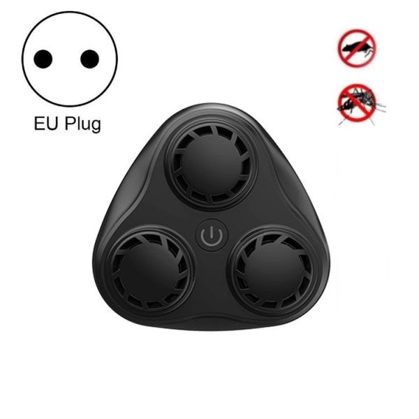 BG310 3-Horn Ultrasonic Automatic Frequency Conversion Mouse Repeller / Insect Repellent / Mosquito Repellent, Product specifications: EU Plug 220V (Black)