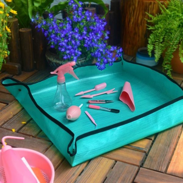 68x68cm PE Home Gardening Planting Operation Mat Green Plant Changing Pot Mixing Soil Waterproof Flower Mat - Image 5